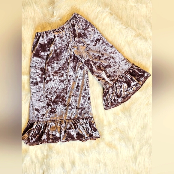 Anthropologie Sanctuary Julia Crushed Velvet Top Bell/Flare Sleeves Pink - Picture 1 of 13